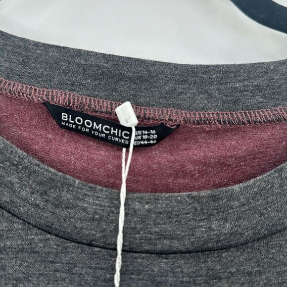 3For$20 BloomChic Burgundy/Gray Long-Sleeve Top Size: 1X - Picture 2 of 4